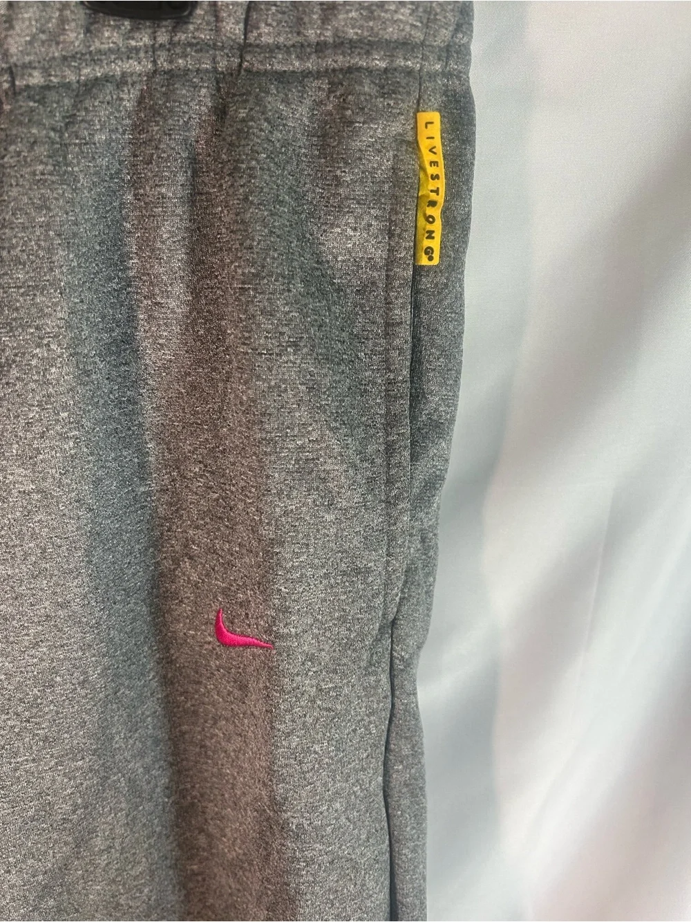 Nike Kids Gray Pajama Bottoms with Pink Swoosh